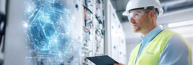 Professioneller Elektrotechniker bei der Prüfung und Installation von elektrischen Schaltanlagen für sichere Gebäudetechnik