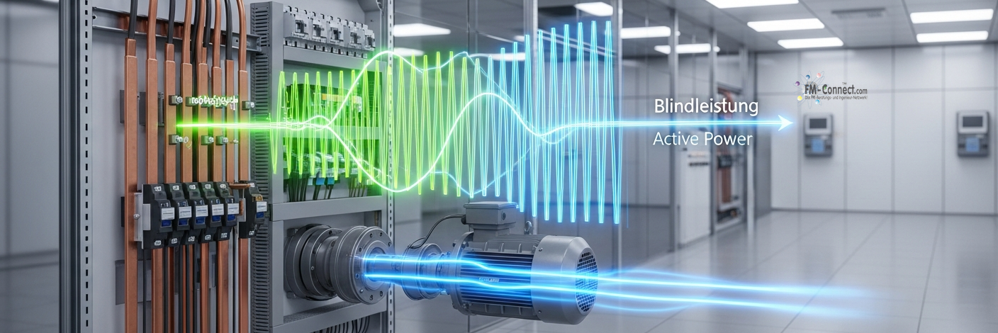 Blindleistung im Stromnetz durch Phasenverschiebung zwischen Spannung und Strom